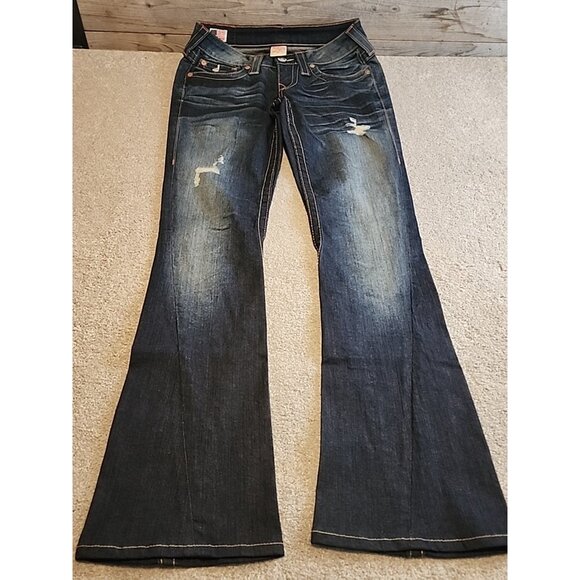 VTG True Religion Joey Women Jeans Bootcut Flare Flap Pocket  Sz 27 Made USA - Picture 3 of 16